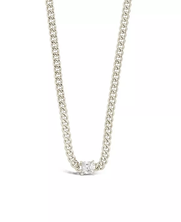 

Ожерелье из цепочек панцирного плетения с кубическими цирконами Sterling Forever, silver-tone