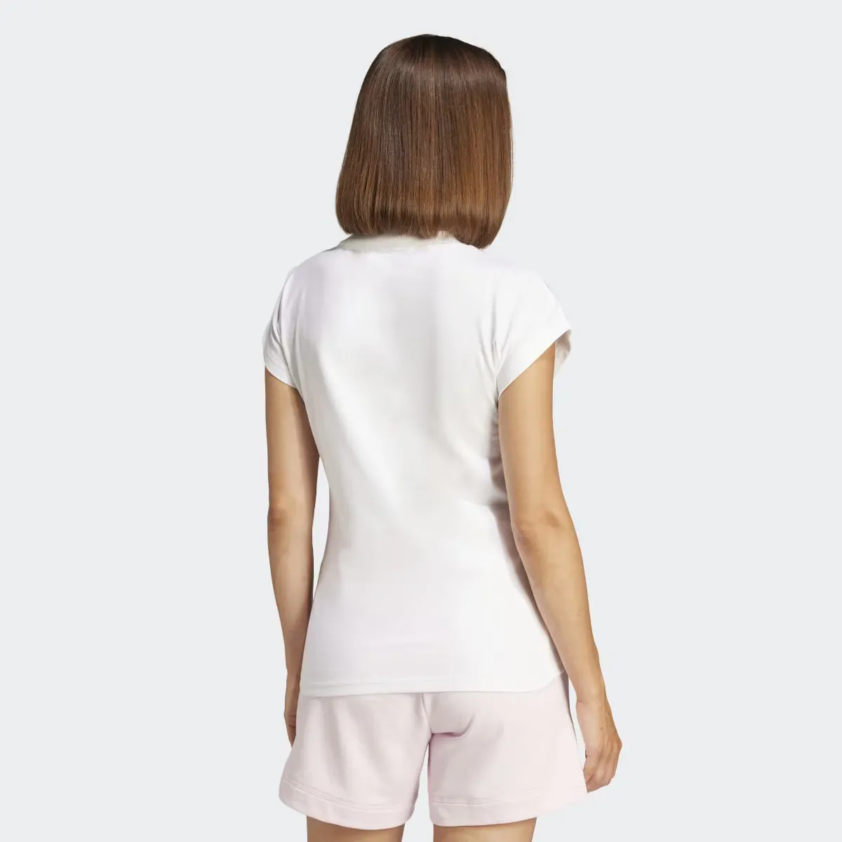Women's Essentials Линейная хлопковая футболка Adidas, белый — фото 2