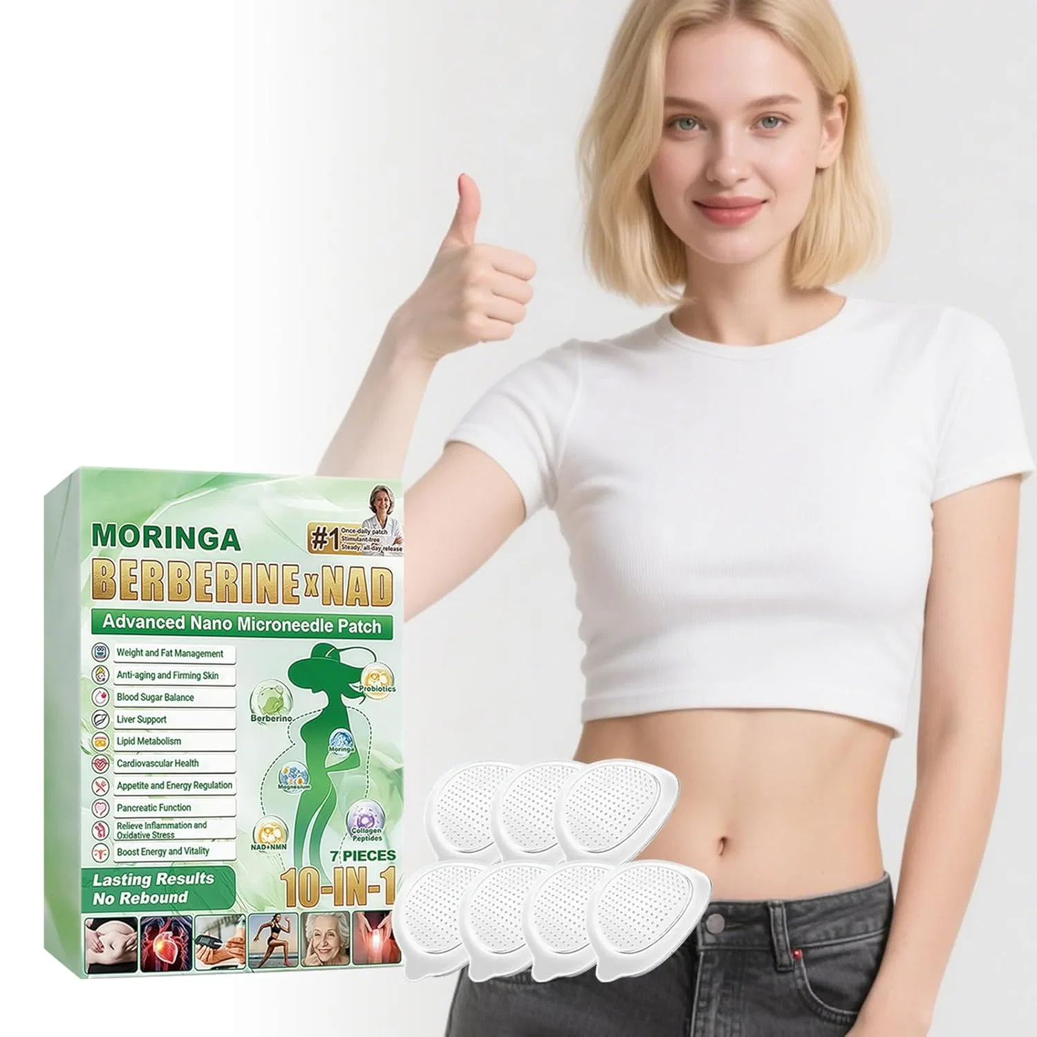 Микроигольные патчи Moringa NAD 10-в-1 (2 шт.) ‎Generisch, Pack Of 2 — фото 2
