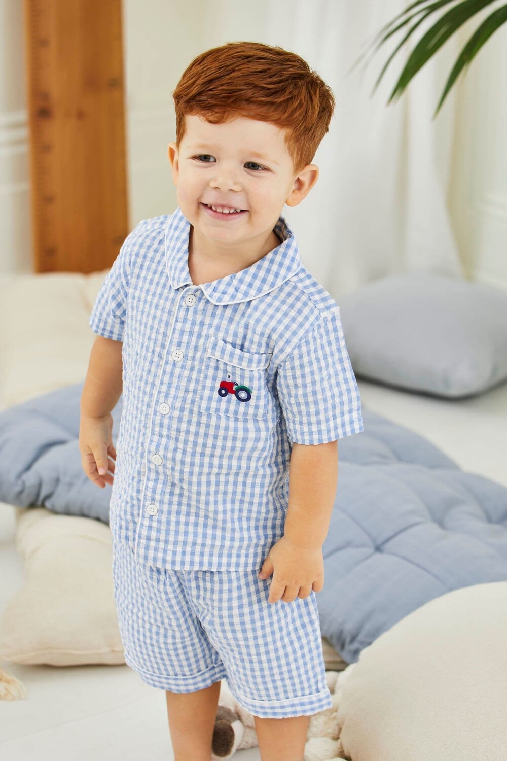 

Короткая пижама в клетку виши JoJo Maman Bébé, синий