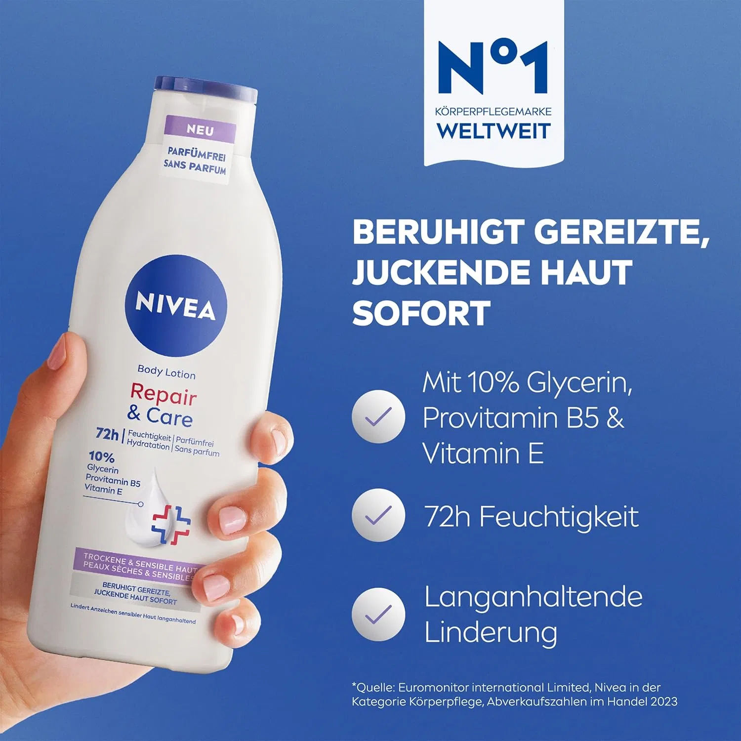 Лосьон для тела «Repair & Care» без отдушек от NIVEA Nivea, White — фото 2