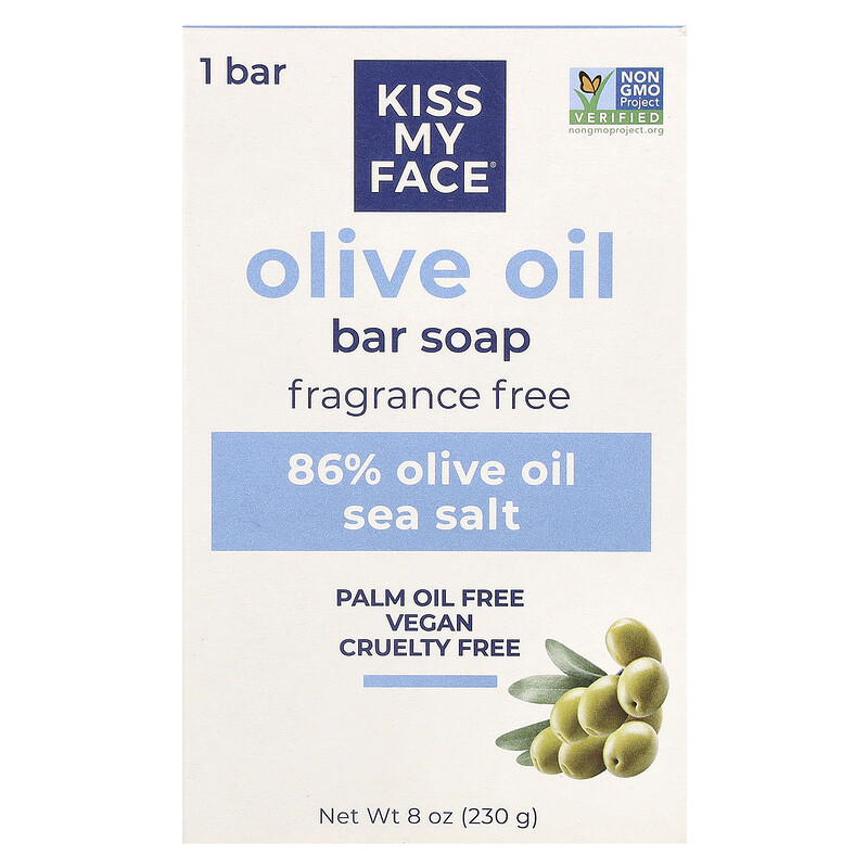 

Kiss My Face, Кусковое мыло с оливковым маслом, без отдушек, 230 г (8 унций)