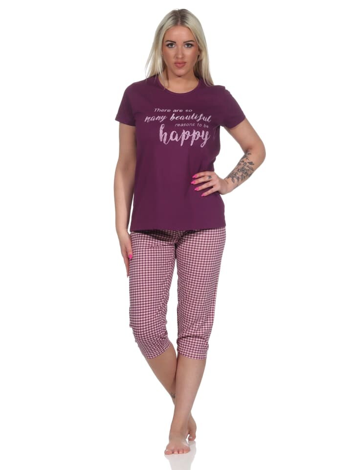 

Пижама NORMANN Capri Schriftzug und KaroHose, цвет beere