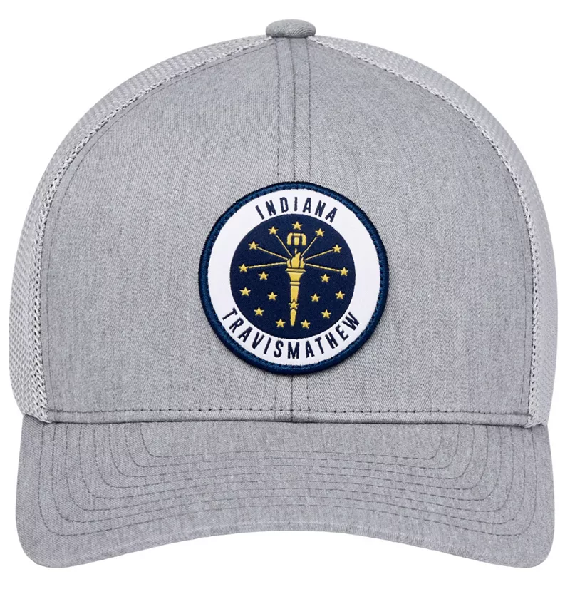 

Мужская шляпа для гольфа TravisMathew в штате Real Estate IN State, цвет Heather Grey