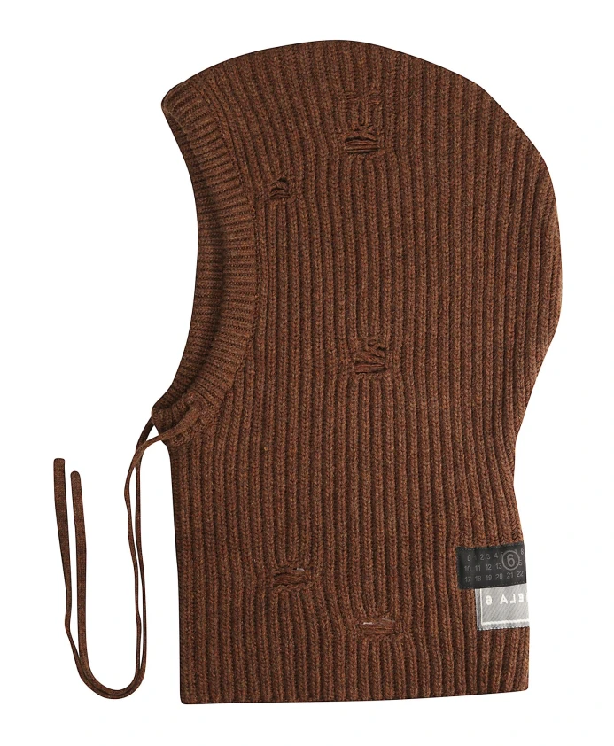 

Вязаная шапка с логотипом. Mm6 Maison Margiela, коричневый