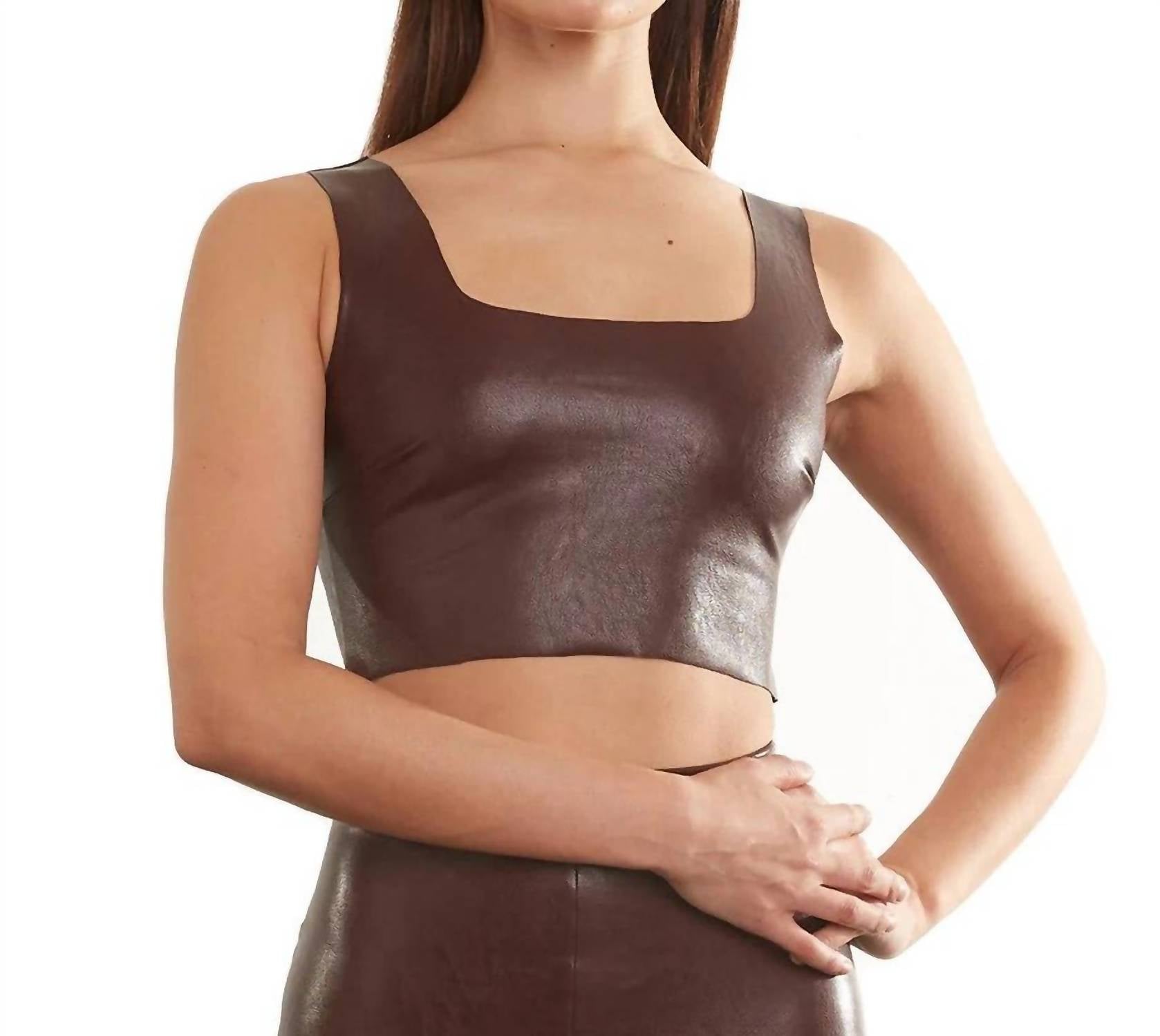 

Укороченный топ из искусственной кожи цвета окс-блуд Commando, цвет oxblood