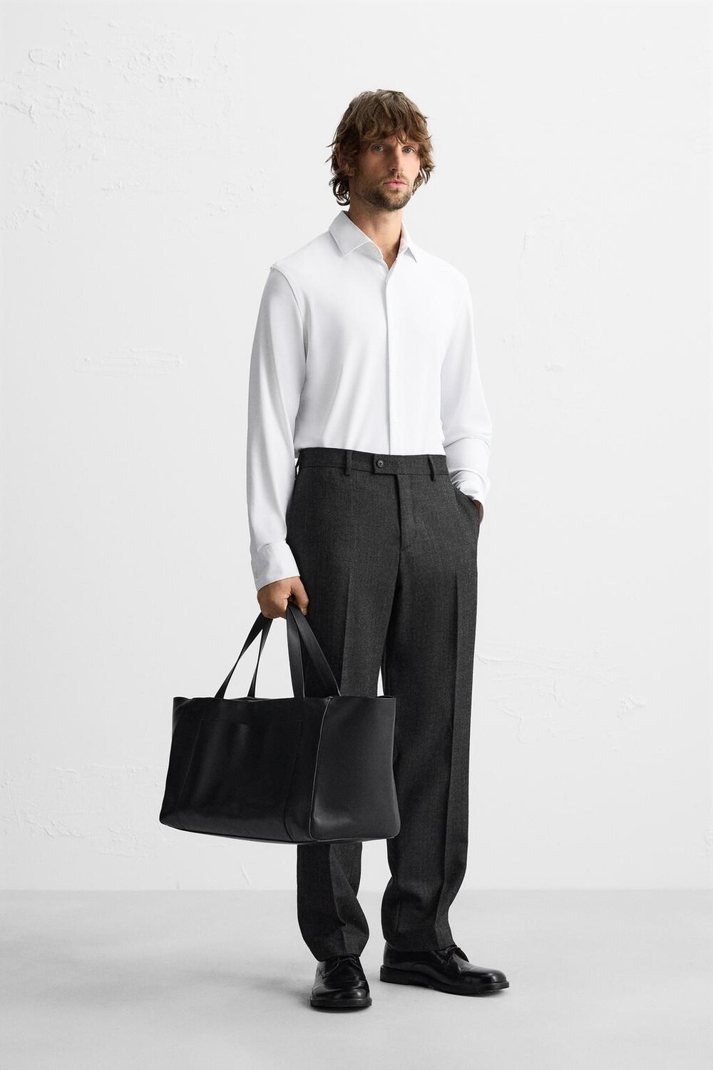 

Текстурированная стрейч рубашка ZARA, белый