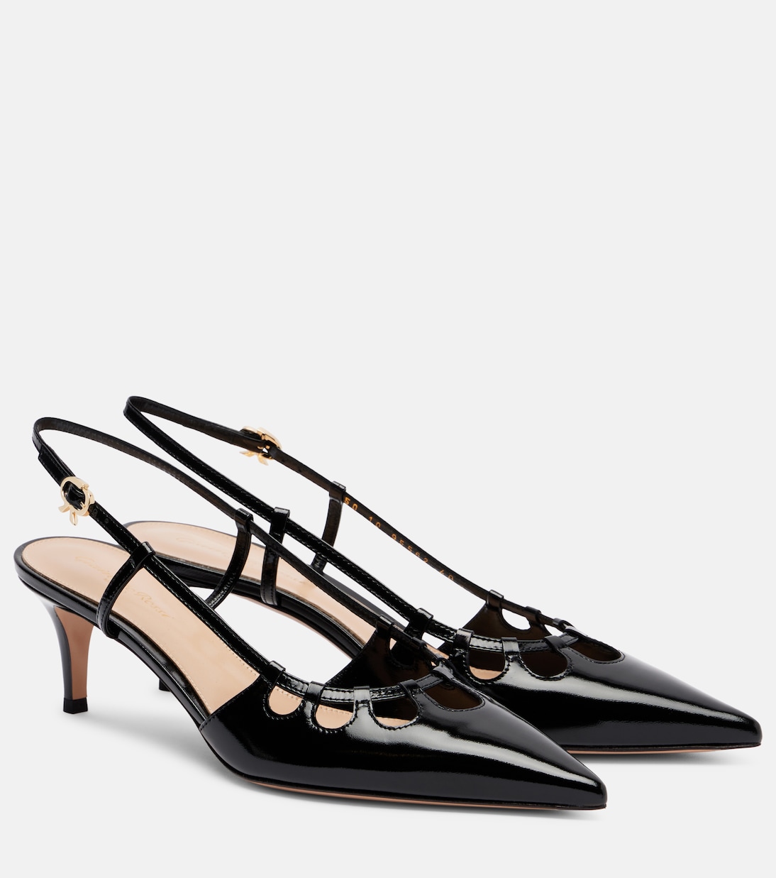 Туфли-лодочки Pointy 55 на ремешке из лаковой кожи Gianvito Rossi, черный