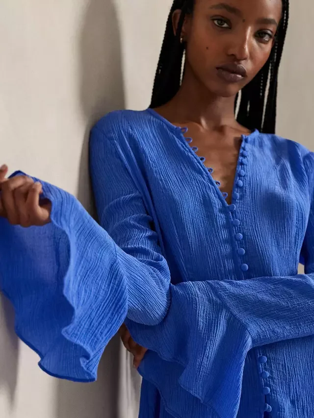 Рубашка Polo с жатой текстурой и застежкой на пуговицы, цвет индиго Ralph Lauren — фото 4