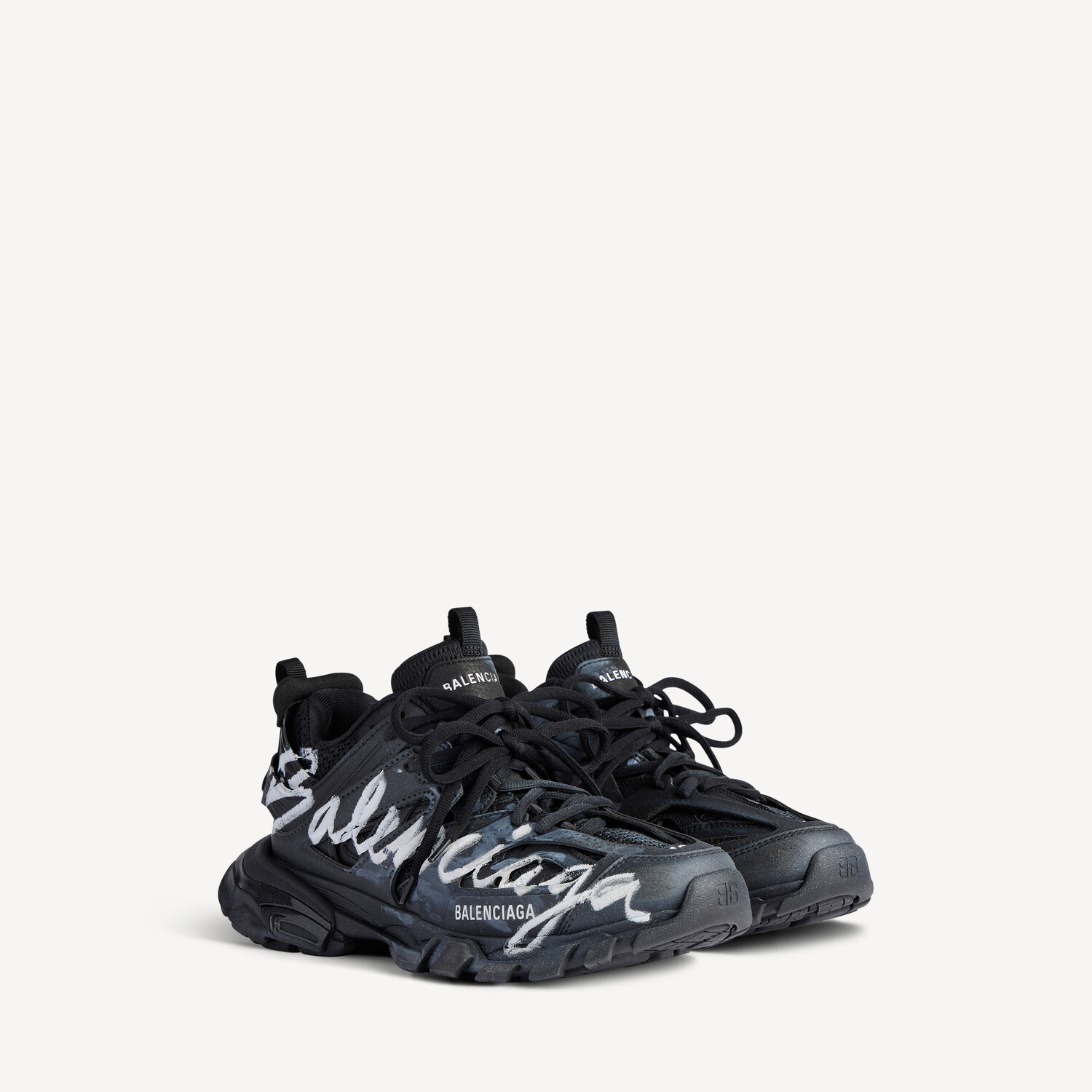 BALENCIAGA Мужские кроссовки Track Signature в черно-белом цвете — фото 2