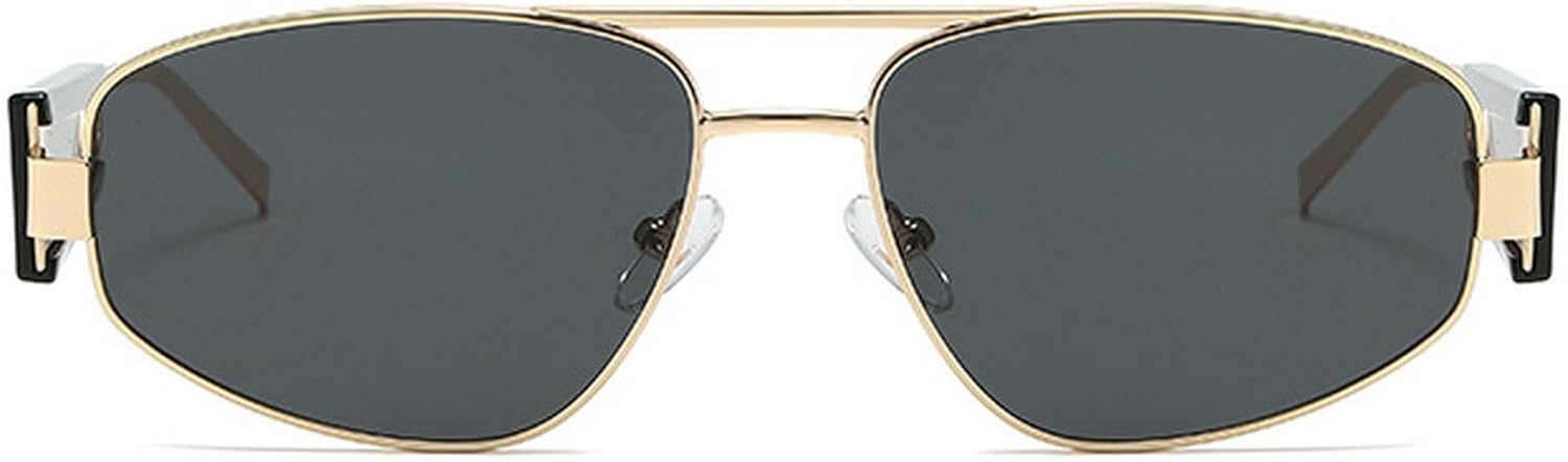 

Ретро-солнцезащитные очки с двойной перемычкой для мужчин, простые, легкие, в стиле «кошачий глаз», женские солнцезащитные очки, модные оттенки, защита от ультрафиолета UV400 mincl, Gold Black