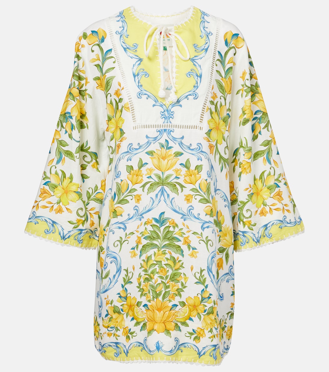 

Печатное мини-платье Farm Rio, Sicily Off-White