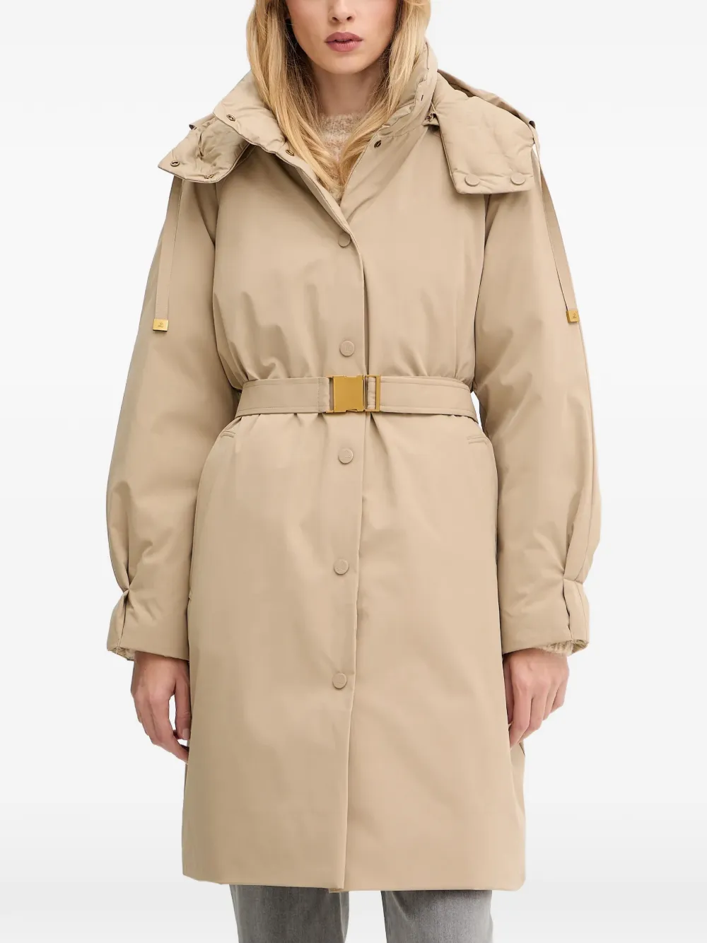

Стеганое пальто с капюшоном и застежкой на кнопки Salatino Luisa Spagnoli, бежевый