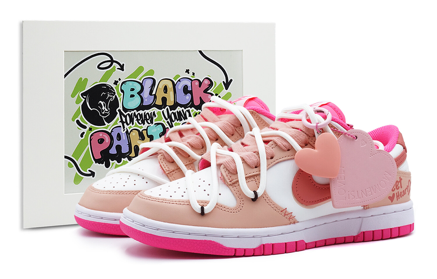 

Женские кроссовки для скейтбординга Nike Dunk Low-Top, белый/розовый