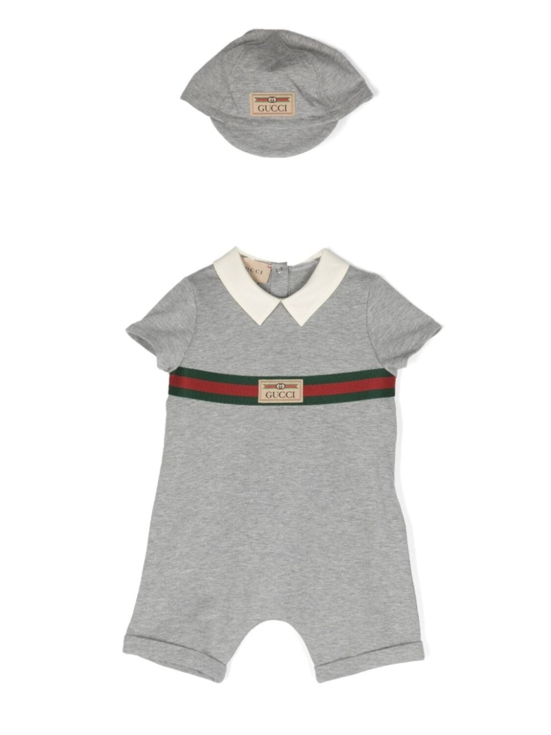 

Gucci Kids комплект для новорожденного с отделкой Web, серый