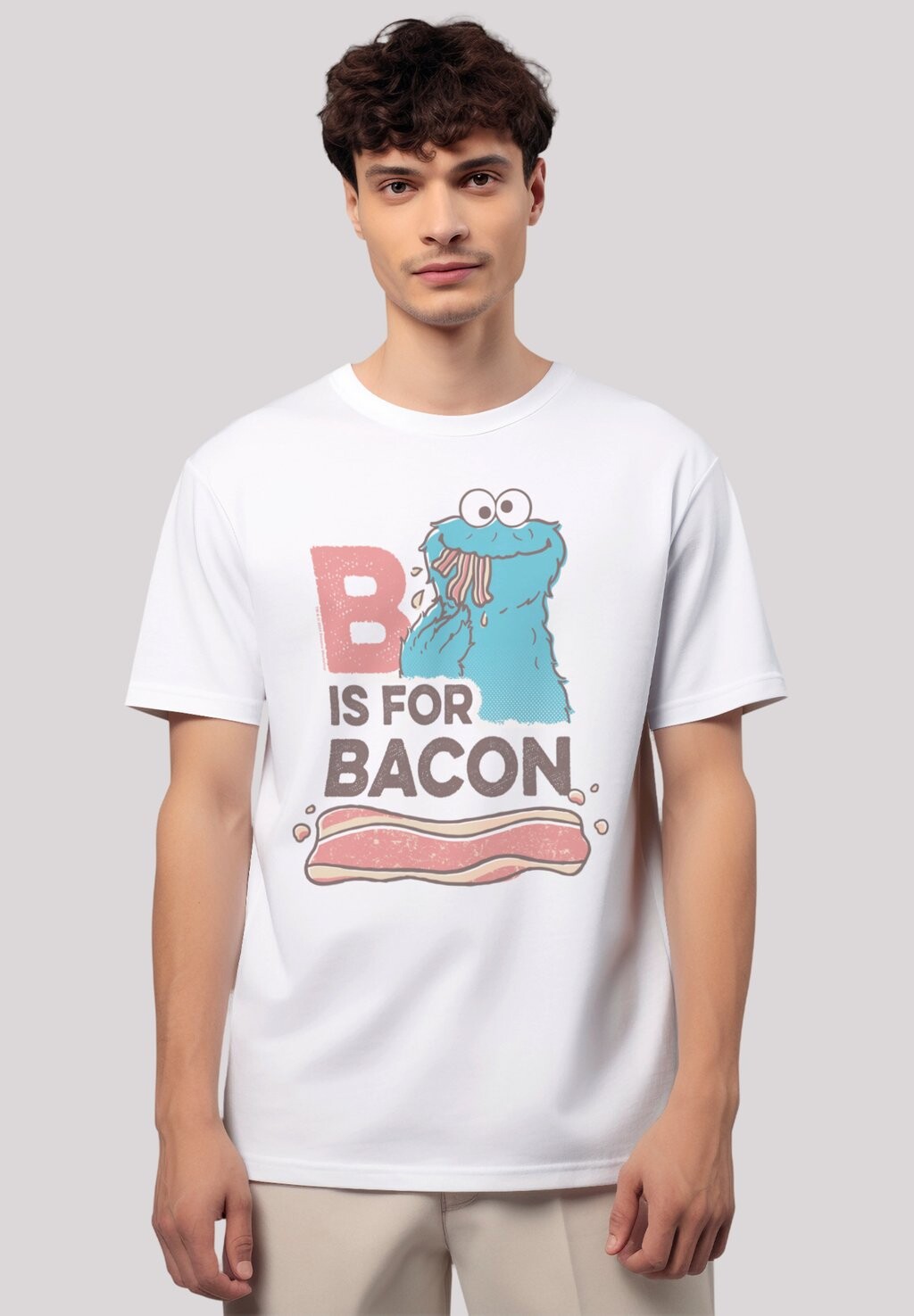 

Футболка с принтом SESAMSTRASSE COOKIE MONSTER BACON F4NT4STIC, белый