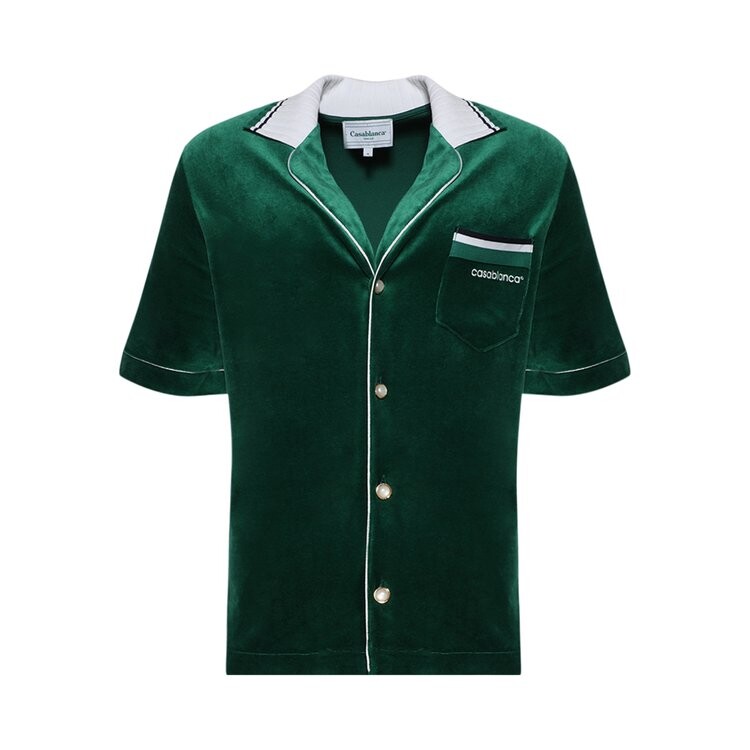 

Рубашка Casablanca Short-Sleeve Velour Shirt, цвет Evergreen