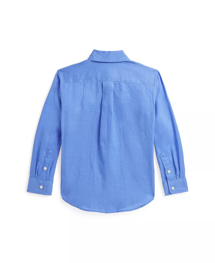 Льняная рубашка для малышей и маленьких мальчиков Polo Ralph Lauren, синий — фото 2