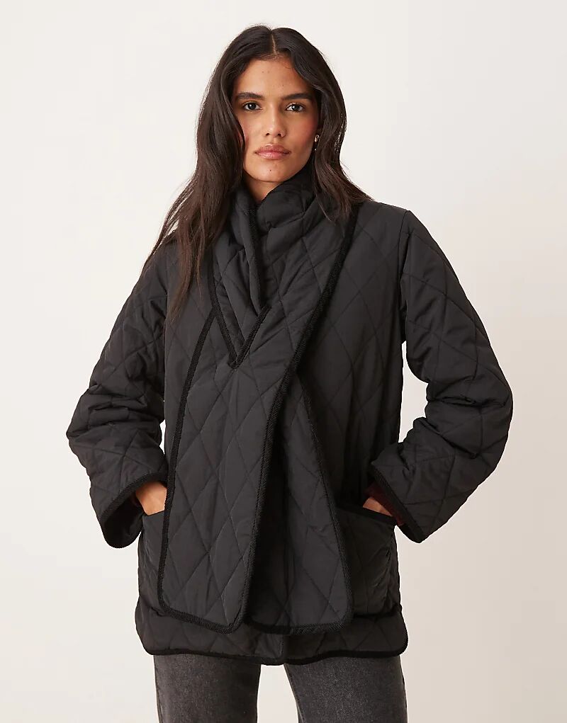 

Стеганая куртка с шарфом Nobody's Child черного цвета