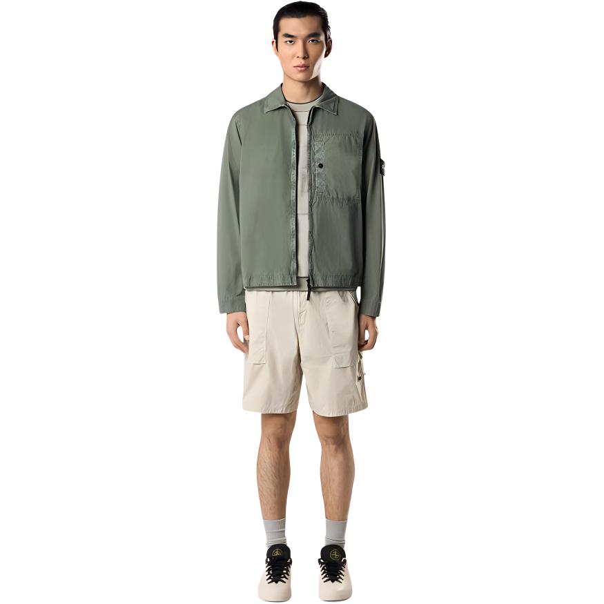 STONE ISLAND Застёгивающаяся на молнию рубашка-куртка с нашивкой компас, Light Jasper — фото 3