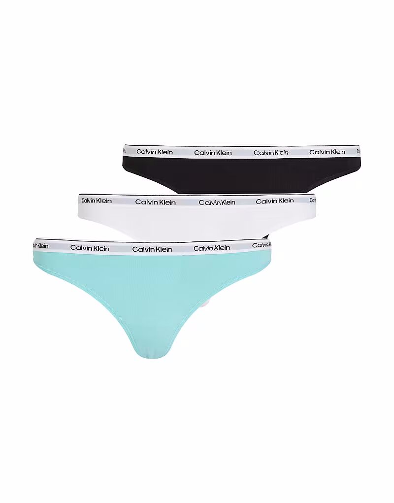 

Трусики-стринги Calvin Klein Modern Logo, 3 пары, черный/белый/синий