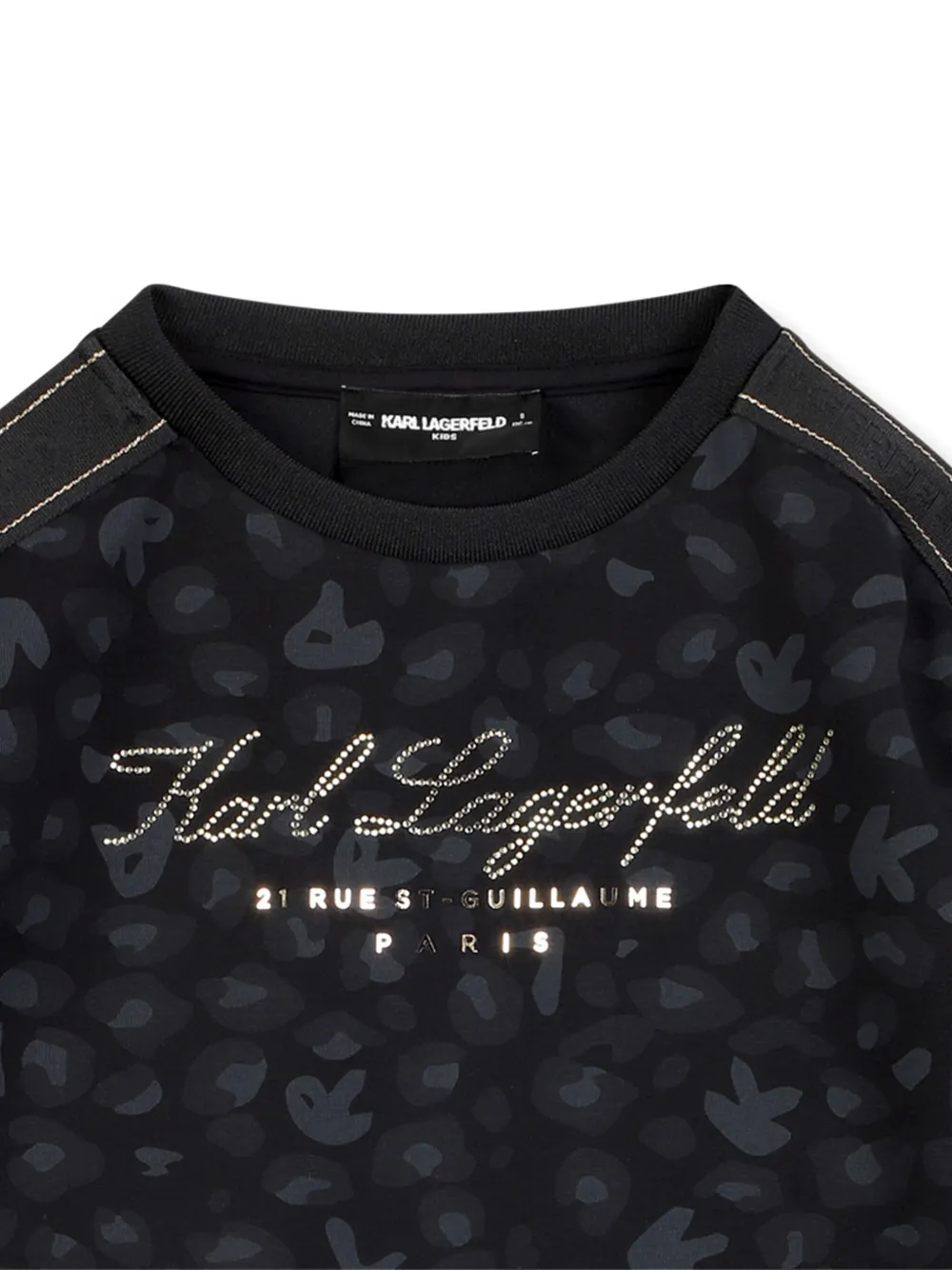 Платье-толстовка с леопардовым принтом KARL LAGERFELD KIDS, черный — фото 3