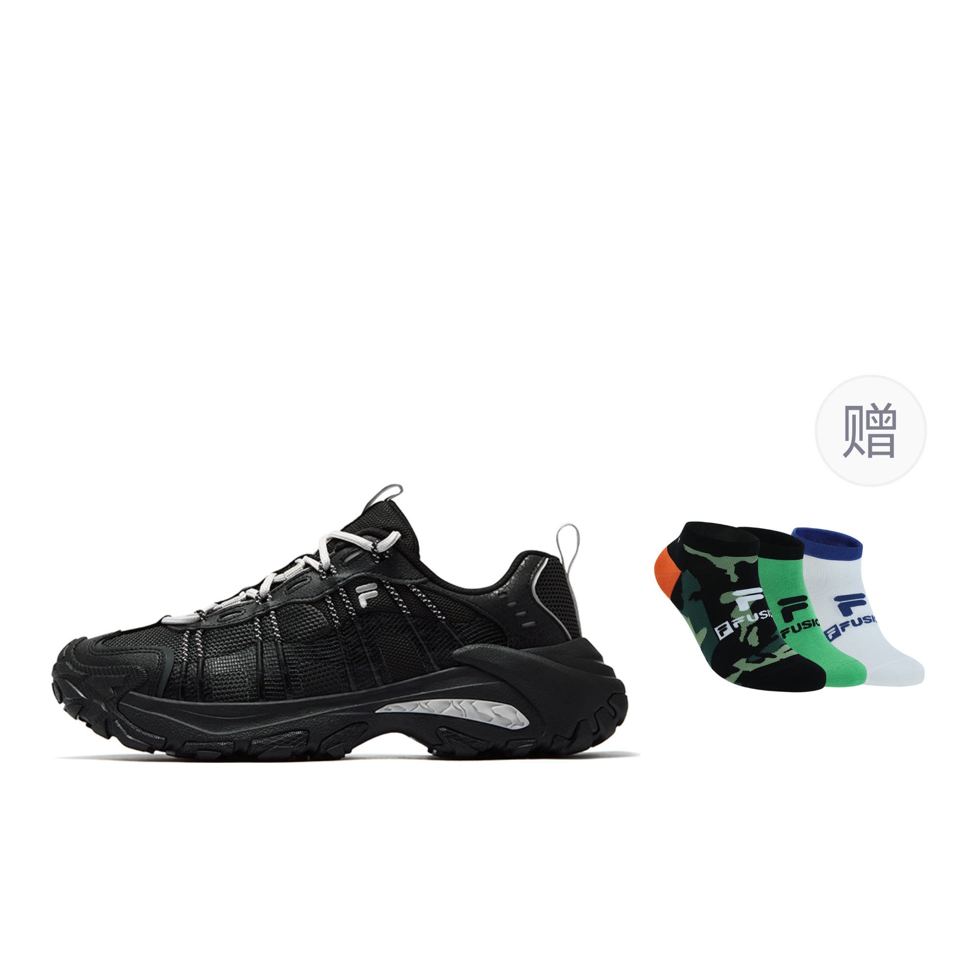 

FILA FUSION Экзосет 2 горные туфли 2 низкие массивные кроссовки мужские обсидианово-черные черные (с подарком), цвет Black (Gift Included)