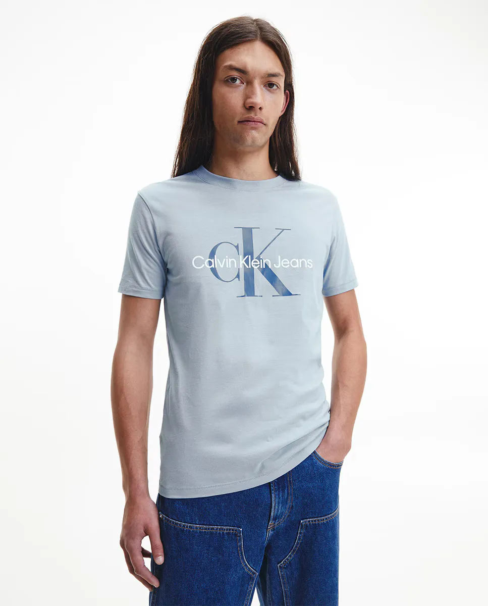 

Мужская футболка с логотипом на груди Calvin Klein Jeans, синий