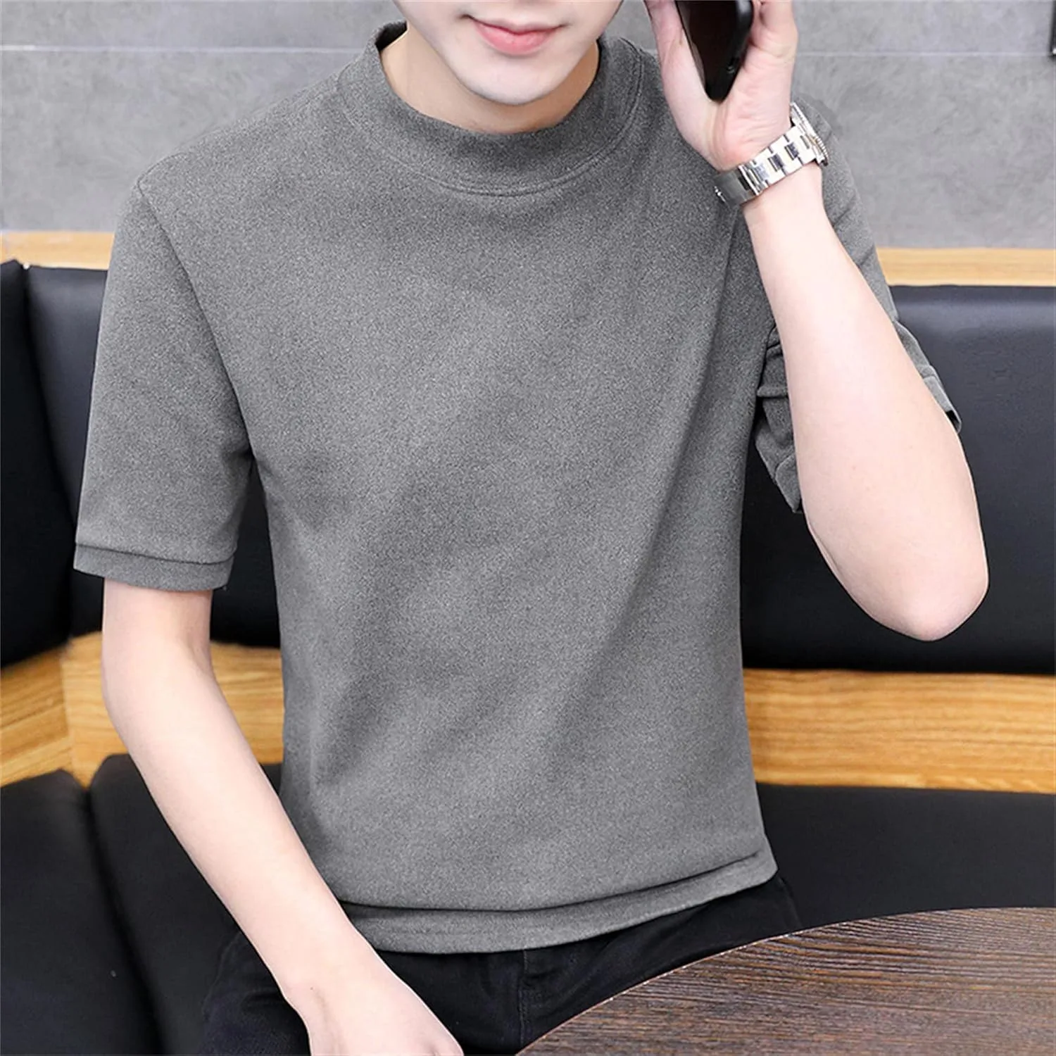 Футболка Half Turtleneck Slim Fit с коротким рукавом для мужчин — фото 3