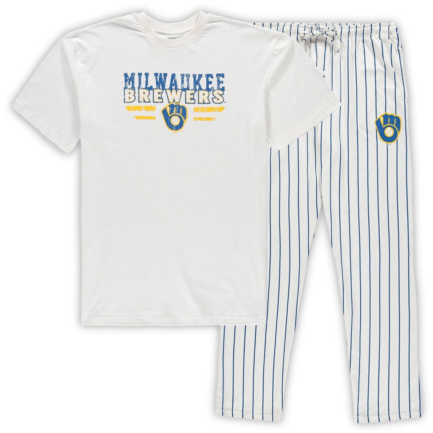 

Мужской комплект для сна Concepts Sport White/Royal Milwaukee Brewers Big & Tall в тонкую полоску