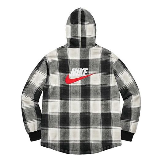 

Рубашка x nike plaid hooded sweatshirt 'black' Supreme, черный