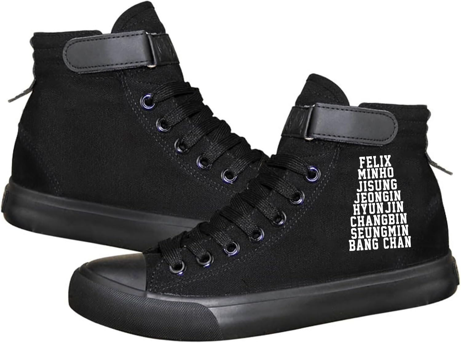 

KPOP Skz Мерч Кроссовки Феликс Ли, Но ЧанБин, Хан, Ай.Эн, Феликс, ХенДжин, Сынмин Хип-хоп Стиль Высокие Кеды из Холста, черный