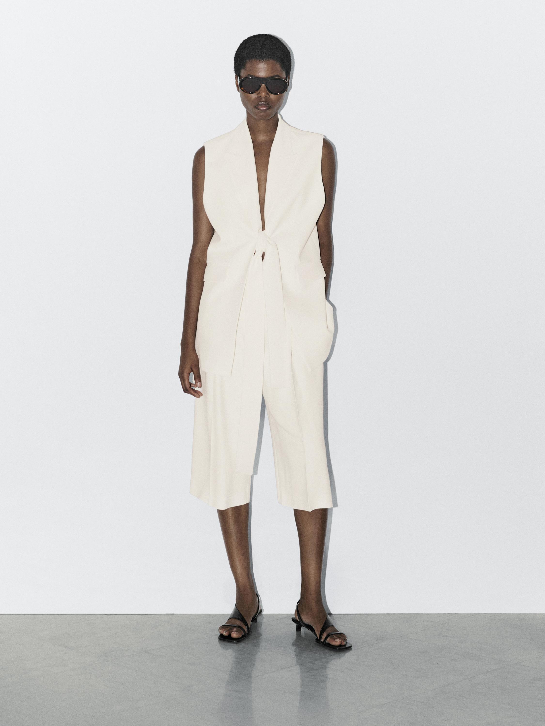 

Элегантный жилет с бантом - студия Massimo Dutti, кремовый