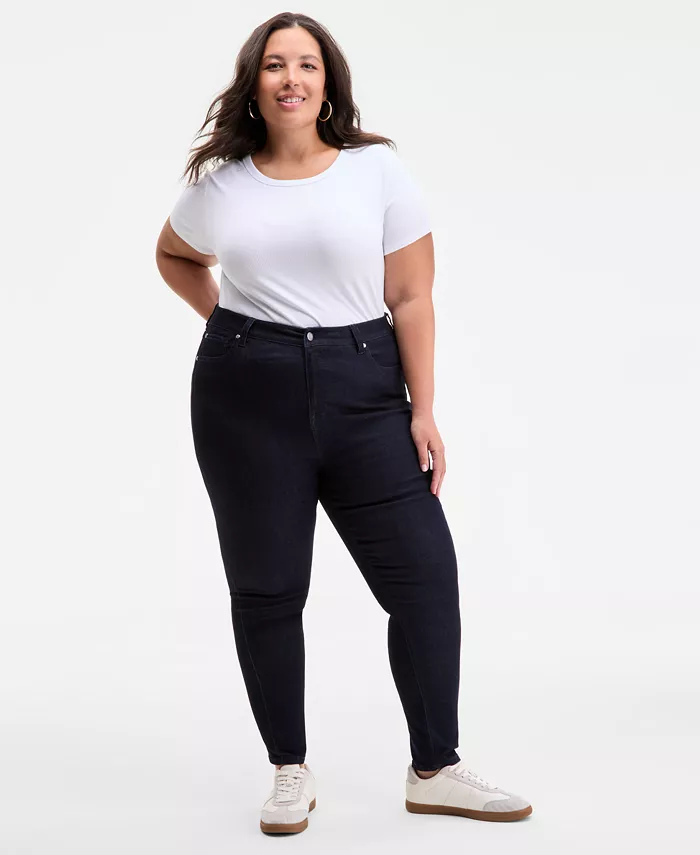 

Модные джинсы-скинни больших размеров с высокой талией On 34th, синий