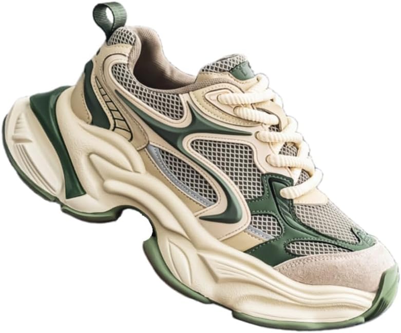 

Мужские спортивные кроссовки с толстой подошвой - дышащий верх из сетки, с амортизирующей стелькой, противоскользящие и прочные, подходят для ежедневной ходьбы, бега и поездок на работу Fmshi, зеленый/хаки