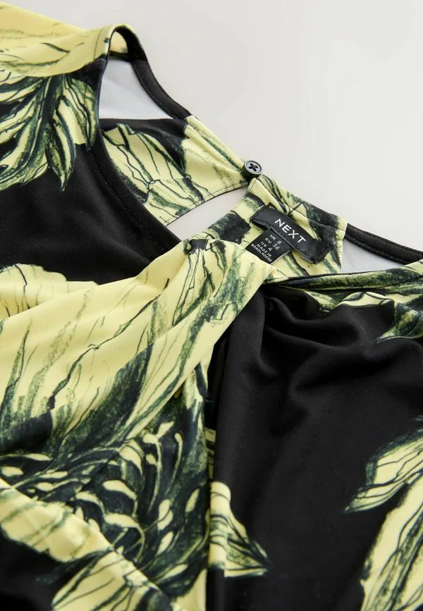 Блузка прямого кроя с перекрученным воротником и длинными рукавами Next, Black Floral Print — фото 2