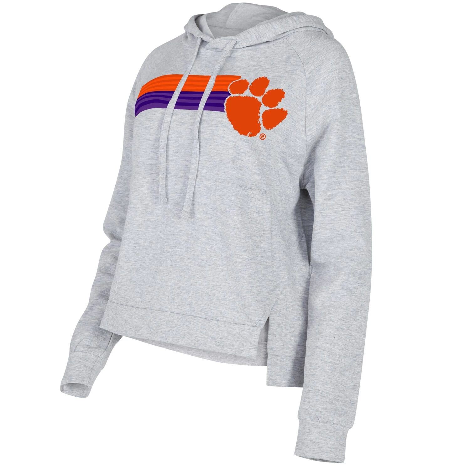 

Женский спортивный серый пуловер с капюшоном Clemson Tigers Cedar Tri-Blend реглан с капюшоном