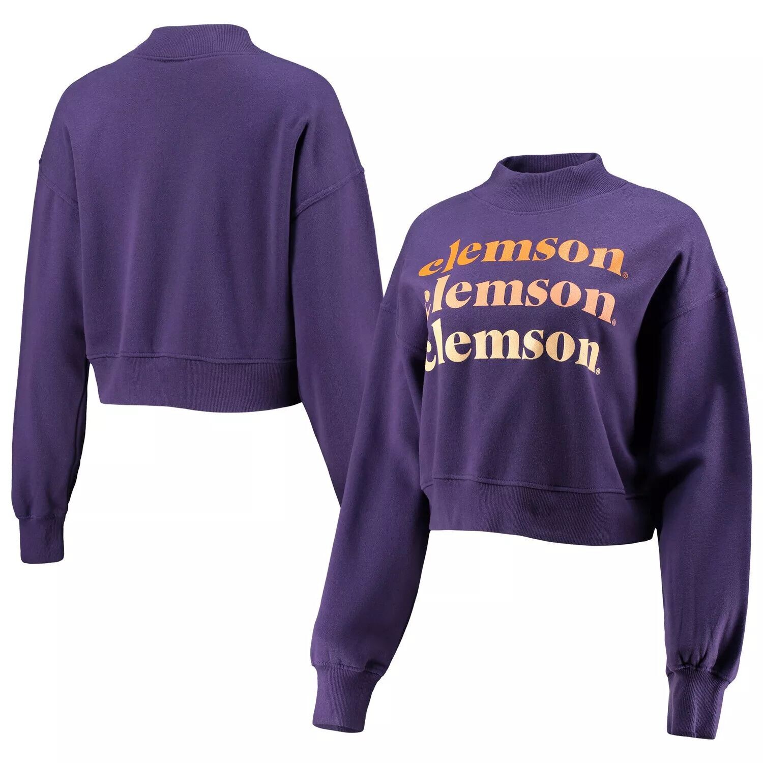 

Женский укороченный свитшот Chika-d Purple Clemson Tigers Heavyweight Hailey