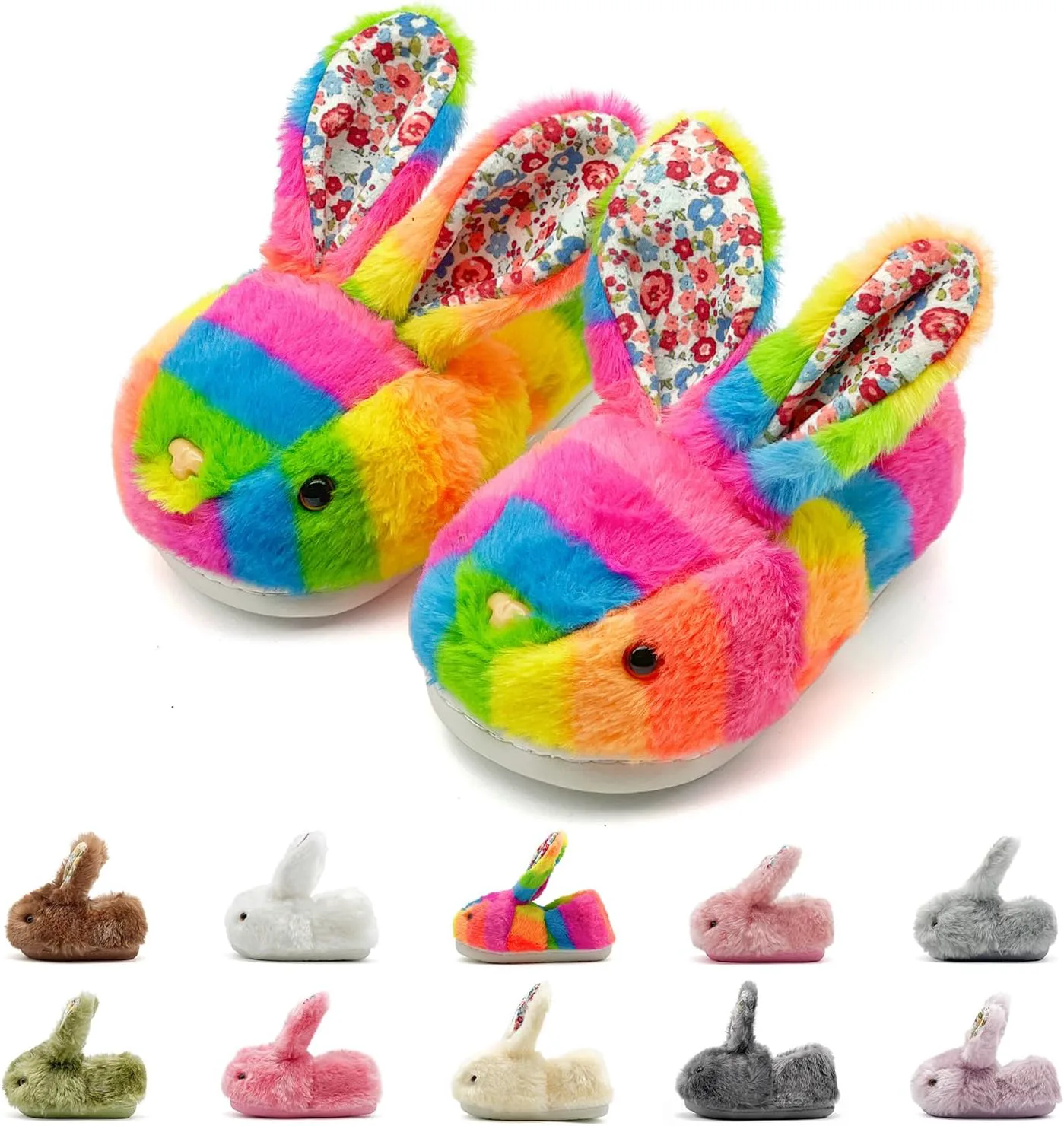 

Тапочки для малышей rosychlo, мальчиков и девочек, плюшевые тапочки с кроликом, милые, нескользящие, теплые зимние туфли, подходят для дома и улицы Rosyclo