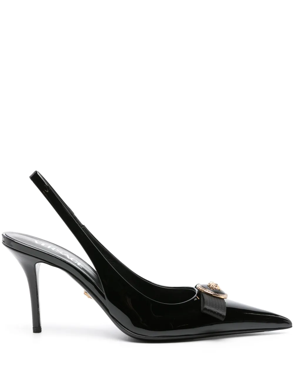 Туфли Gianni Ribbon 85 с ремешком на пятке VERSACE, черный