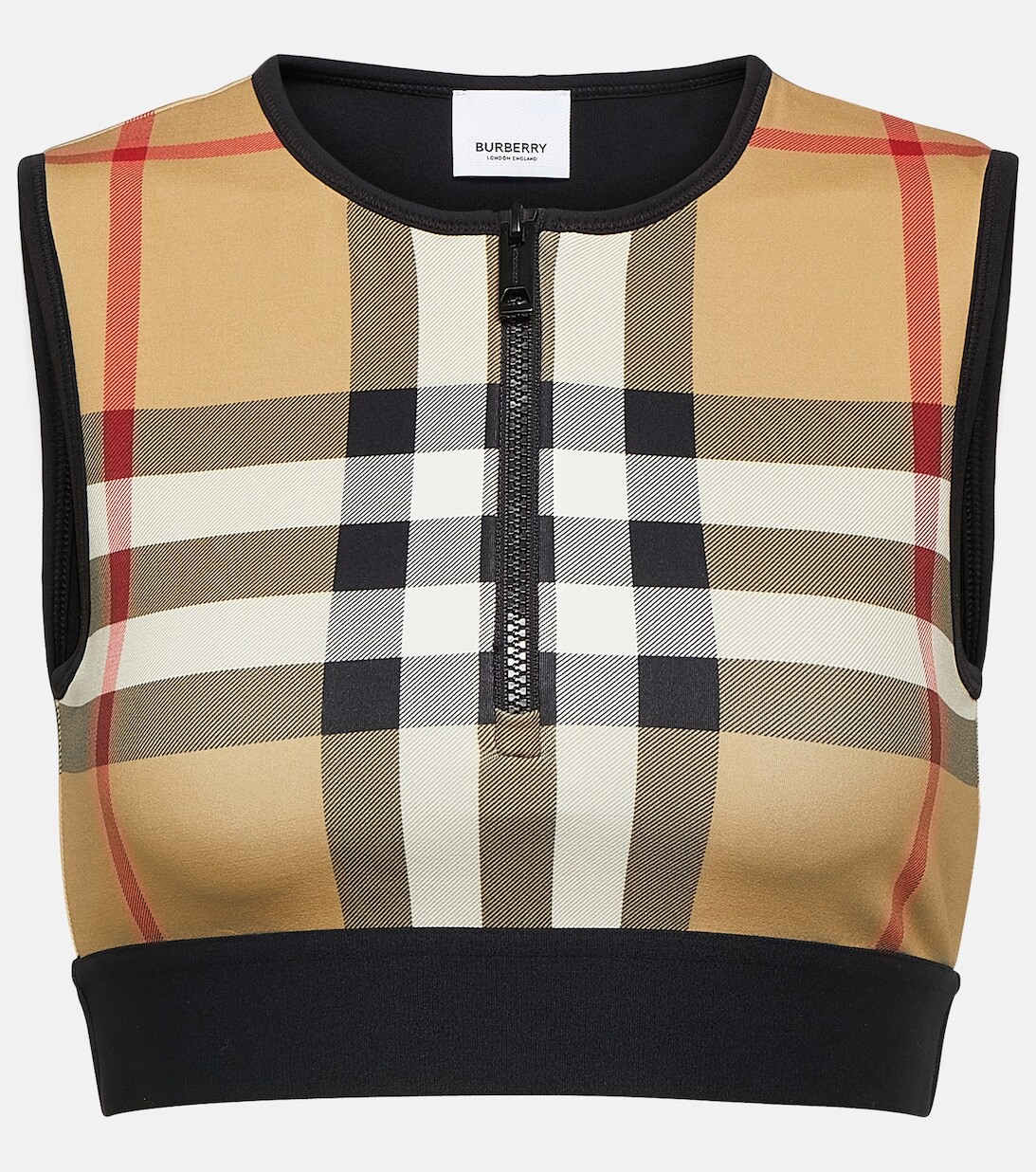 

Укороченный топ из джерси в клетку Burberry BURBERRY, черный