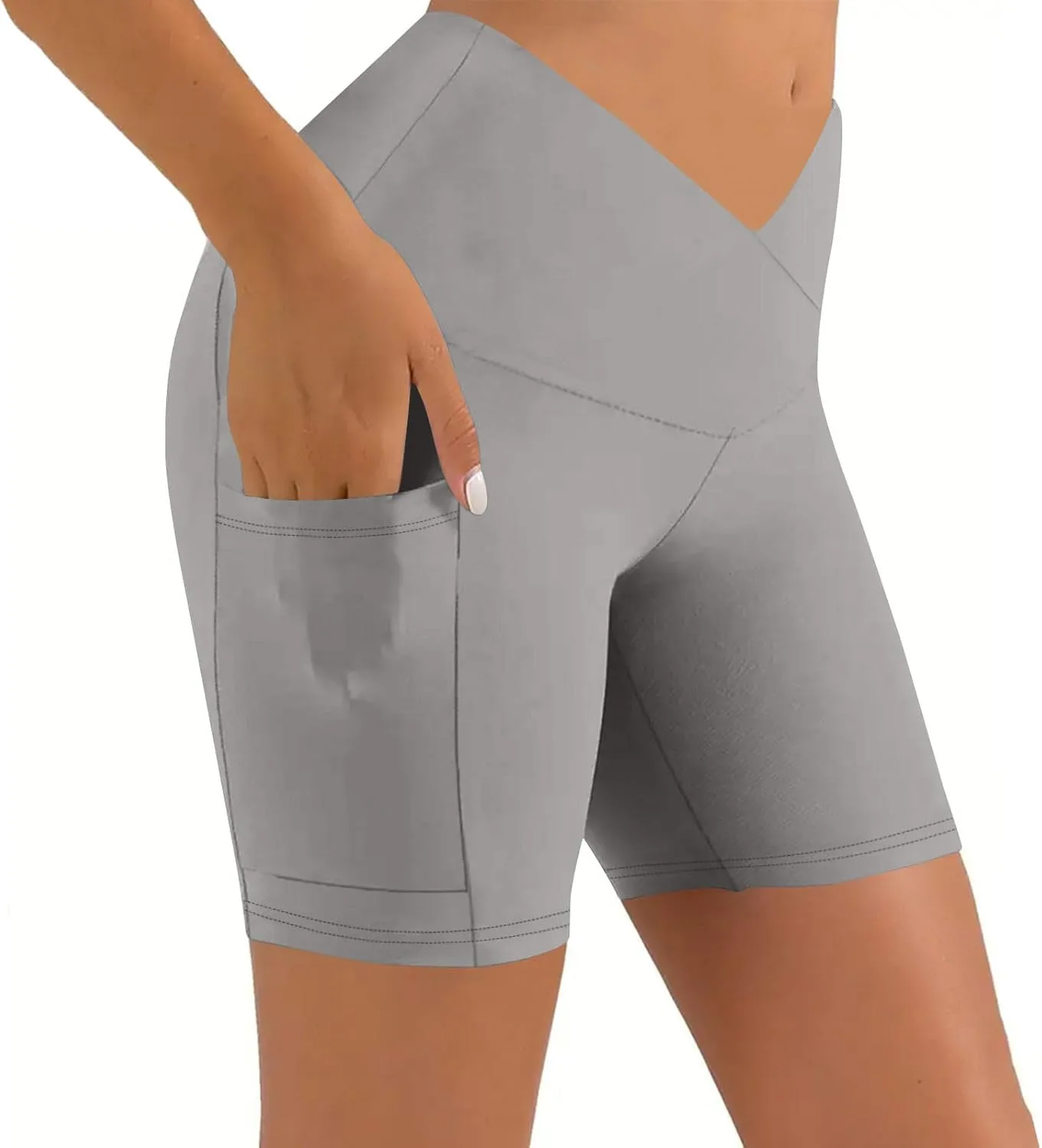 

HGps8w Crossover High Waisted шорты с карманами для женщин