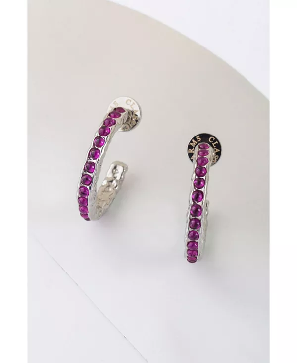 

Серьги-Кольца Serena с расплавленными драгоценными камнями Classicharms, silver/pink