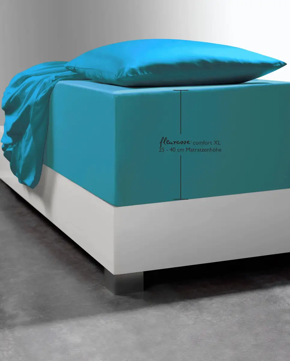 

Простыня флересс "Comfort XL", трикотаж Мако, для матрасов высотой до 40 см, простыня плоская, простыня на подгонке Fleuresse 140-160х200-220 см, 1 шт., цвет petrol