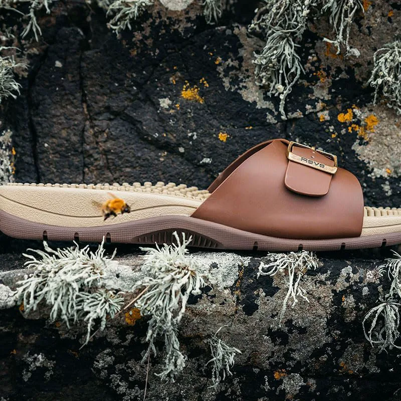 

Классические массажные сандалии Revs. Подошва с амортизирующей подушкой, ортопедическая опора свода стопы. Помогают при плоскостопии, опущенных сводах, плантарном фасциите, невропатии, тендините. Облегчение боли, расслабление, комфорт, коричневы...