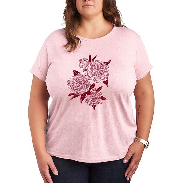 

Футболка с пионами Plus size Licensed Character, Heather Pink, Розовый, Футболка с пионами Plus size Licensed Character, Heather Pink