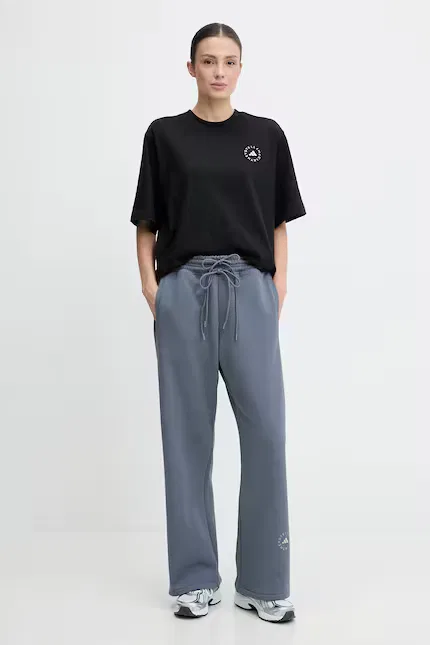 Спортивные штаны из хлопка Adidas by Stella McCartney, серый — фото 2