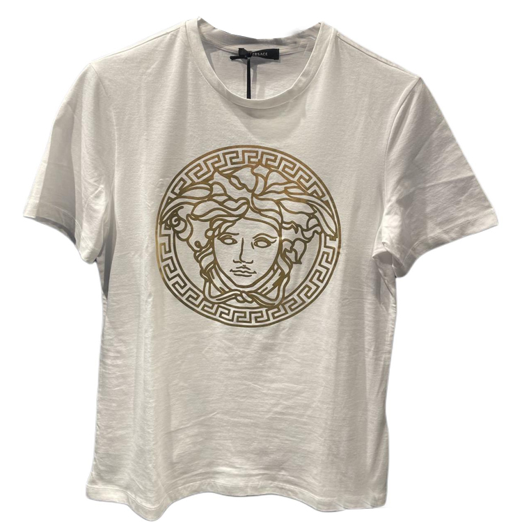 Футболка женская белая VERSACE с принтом логотипа — фото 2