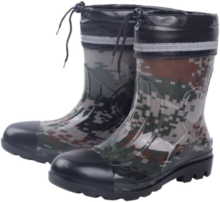 

Камуфляжные короткие ботинки на щиколотку для мужчин, водонепроницаемые резиновые ботинки, легкие, дышащие, с широкой колодкой, противоскользящей подошвой, удобные для ношения, для прогулок по грязи, дождя, воды, для лодок и рыбалки Geerta, серы...