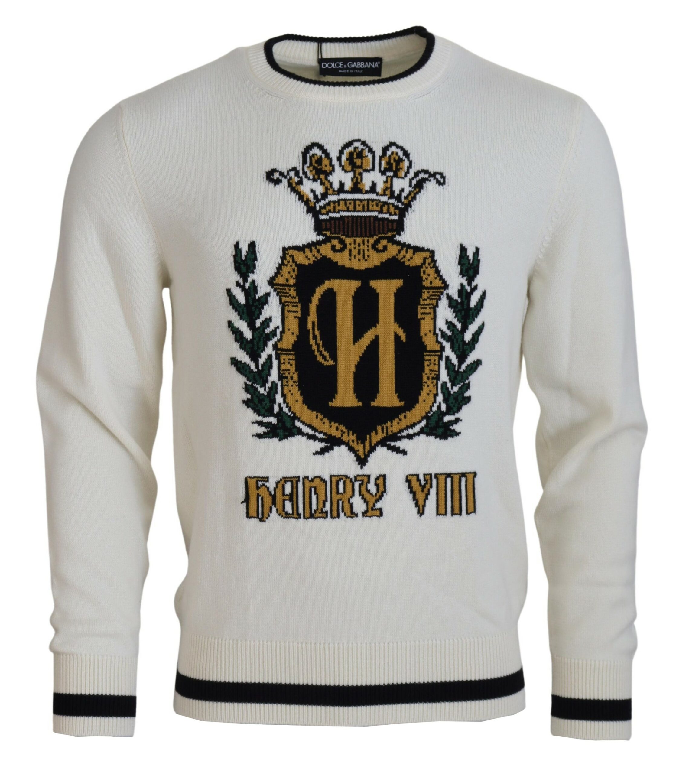 

Элегантный белый кашемировый свитер-пуловер Dolce & Gabbana